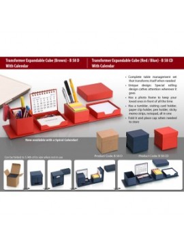 Transformer expandable cube with Calendar: complete desk set