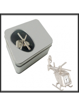 Table Clock Helicopter in Metal Box