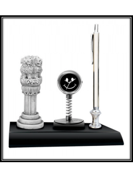 Table Clock with Ashoka Pillar & Pen