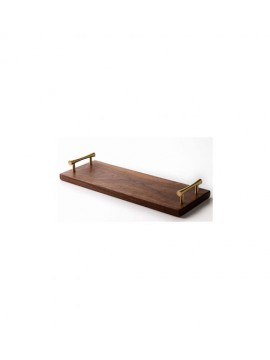 Wooden Tray With Metal Handle